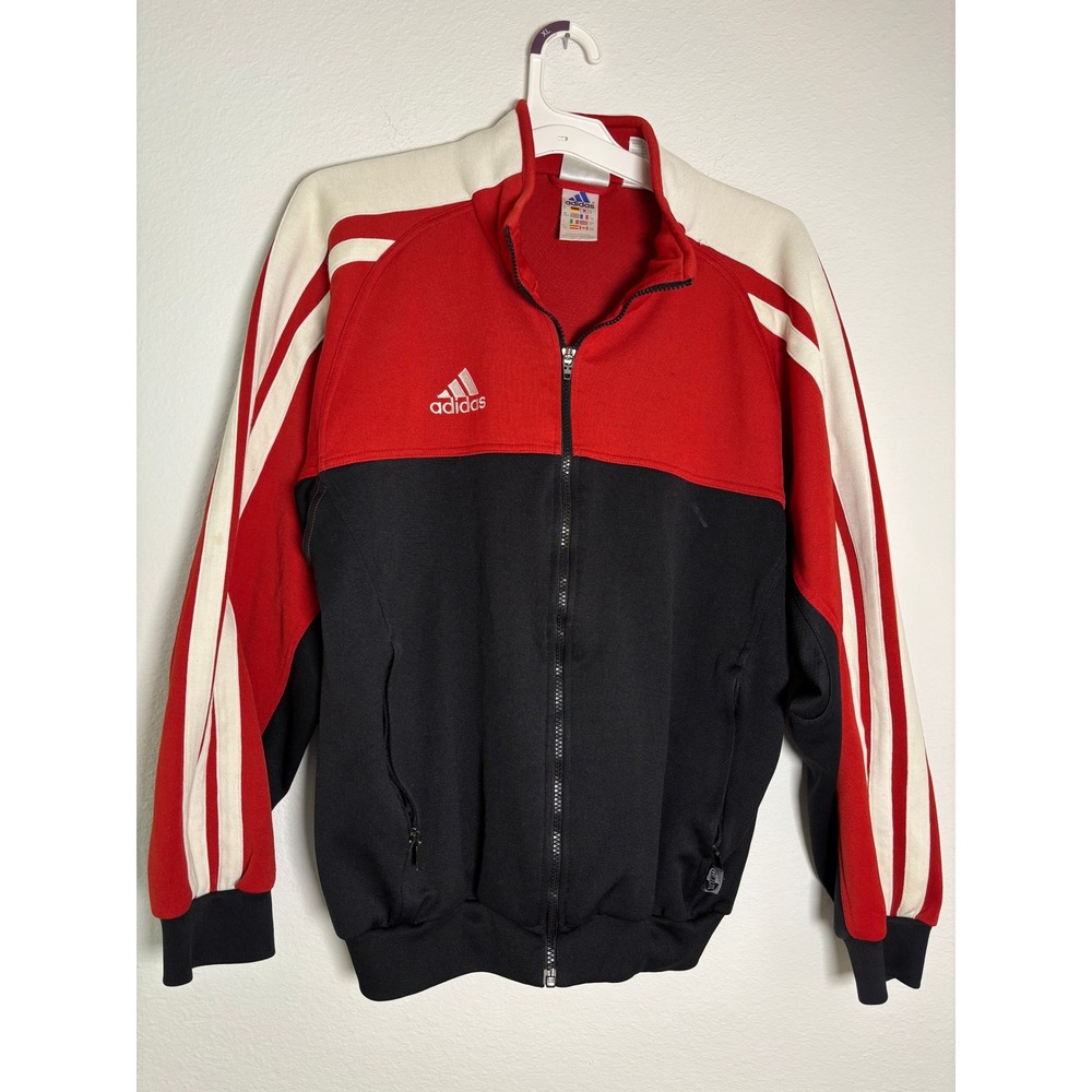 Adidas Climalite Track Jacket Mens XL Red Black White Colorblock Full Zip